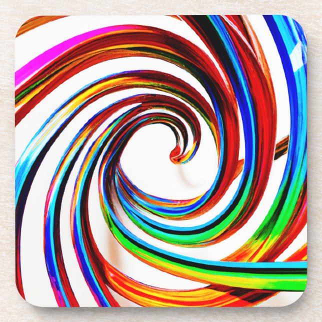 Farbenfrohe Spiralmuster Kunst Getränkeuntersetzer (Vorderseite)