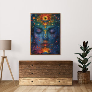 Farbenfrohe spirituelle geöffnete dritte Augen wei Poster