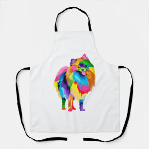 Farbenfrohe Spitz Artwork - Hund Lover Animal Bre Schürze
