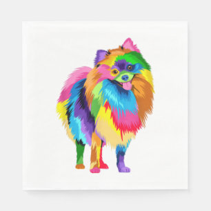 Farbenfrohe Spitz Artwork - Hund Lover Animal Bre Serviette