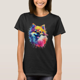 Farbenfrohe Splash Art Spitz Portrait Pom Welpe T-Shirt