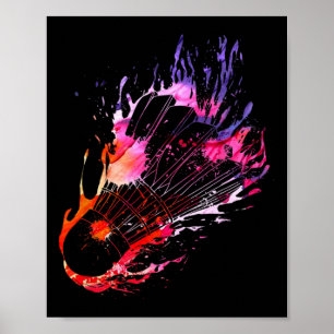 Farbenfrohe Splash Badminton Shuttle Poster