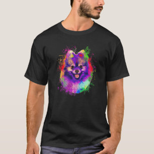 Farbenfrohe Splash Spitz Portrait Pom Puppy Owne T-Shirt