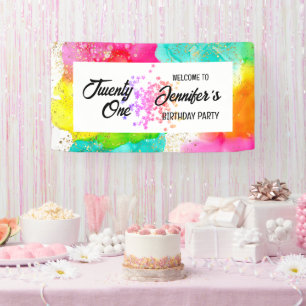 Farbenfrohe Splash Wasserfarbe Geburtstag Banner