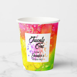 Farbenfrohe Splash Wasserfarbe Geburtstag Pappbecher