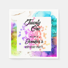 Farbenfrohe Splash Wasserfarbe Geburtstag Serviette