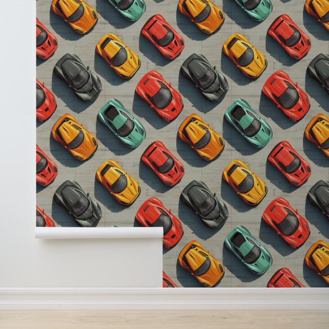 Farbenfrohe Sportwagen-Tapete für Automobil-Fans Tapete (Anwendung)