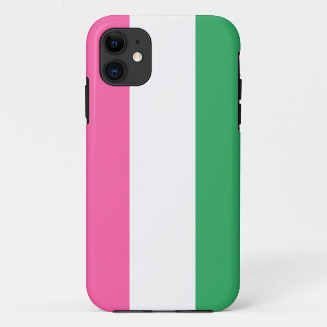 Farbenfrohe Sportzeitpink weiße grüne vertikale St Case-Mate iPhone Hülle (Rückseite)
