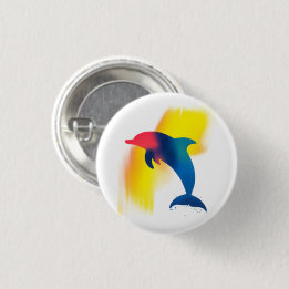 Farbenfrohe Spray Paint Dolphin Round Button