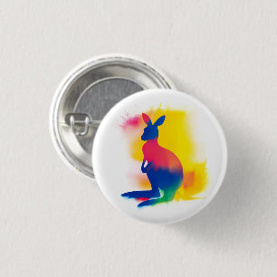 Farbenfrohe Spray Paint Kangaroo Round Button