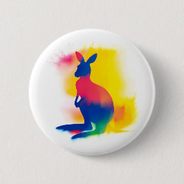 Farbenfrohe Spray Paint Kangaroo Round Button