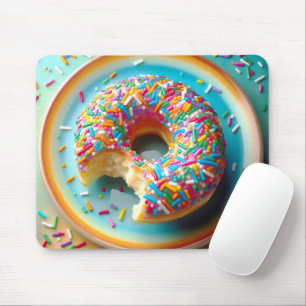 Farbenfrohe Sprinklen auf einem Donut Mousepad