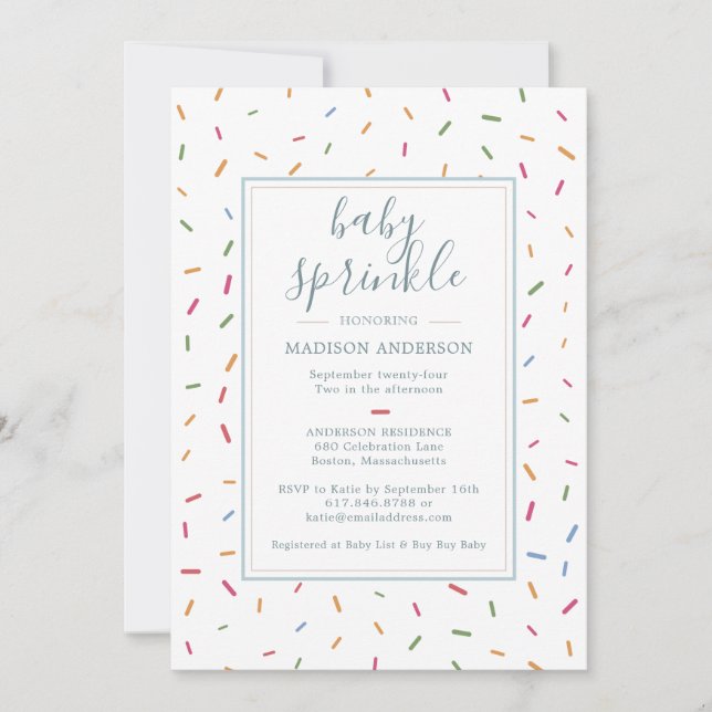 Farbenfrohe Sprinkles Baby Sprinkle Babydusche Einladung (Vorderseite)