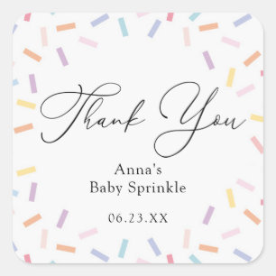 Farbenfrohe Sprinkles Baby Sprinkle Quadratischer Aufkleber