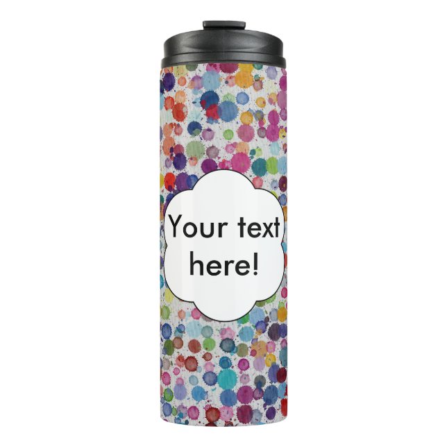 Farbenfrohe Spritzer abstraktes Design Thermosbecher (Vorderseite)