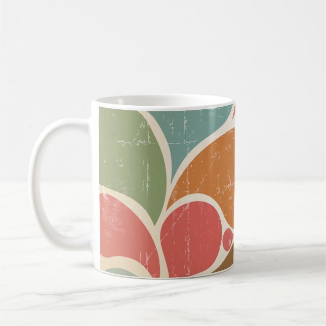 Farbenfrohe Spritzer: abstraktes Retro-Muster. Kaffeetasse (Links)