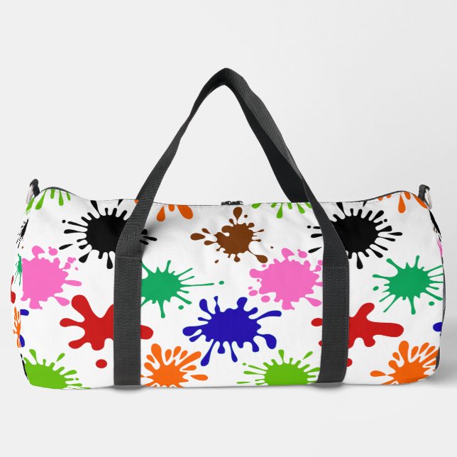 Farbenfrohe Spritzer Muster in Weiß Duffle Bag (Vorderseite)