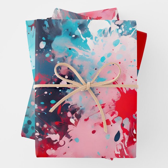 Farbenfrohe Spritzer Paint Art Wrapping Paper Shee Geschenkpapier Set (Von Creator hochgeladen)