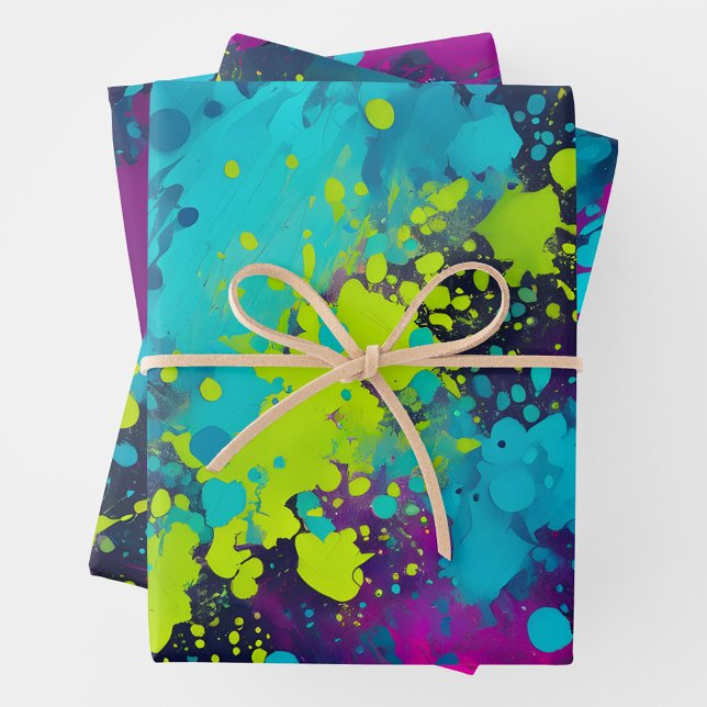 Farbenfrohe Spritzer Paint Art Wrapping Paper Shee Geschenkpapier Set (Von Creator hochgeladen)