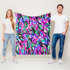 Farbenfrohe Squiggles Abstrakte Kunst Fleecedecke