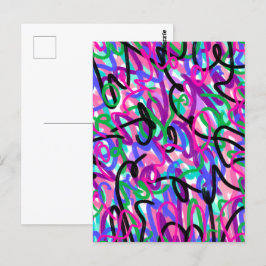 Farbenfrohe Squiggles Abstrakte Kunst Postkarte