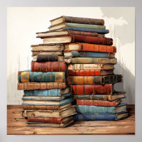 Farbenfrohe Stack der alten Bücher Poster