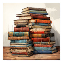 Farbenfrohe Stack der alten Bücher Poster