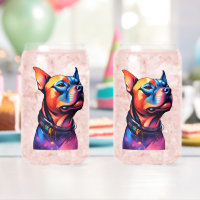 Farbenfrohe Staffy Bull Terrier Cyberpunk Design,