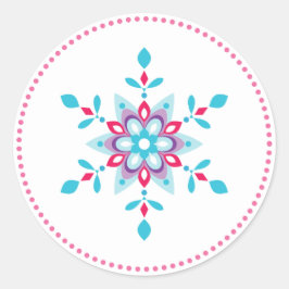 Farbenfrohe Star Blume Snowflake Runder Aufkleber