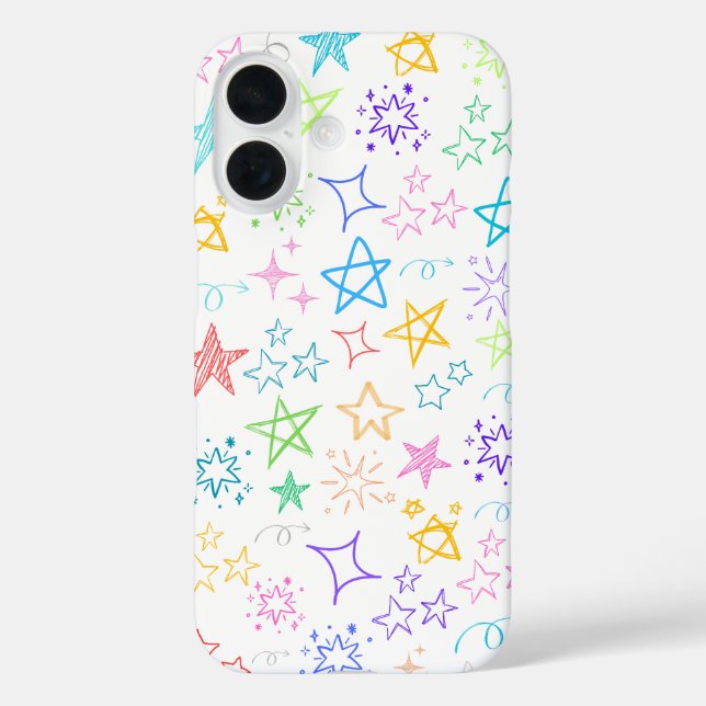 Farbenfrohe Star Doodle iPhone Case (Rückseite)