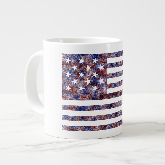 Farbenfrohe Star-Spangled Banner America Flag Jumbo-Tasse (Vorderseite Links)