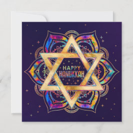 Farbenfrohe Star von David Mandala Happy Hanukkah Karte