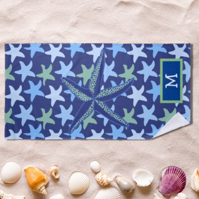 Farbenfrohe Starfish Nahtloses Muster Monogramm Strandtuch (Von Creator hochgeladen)