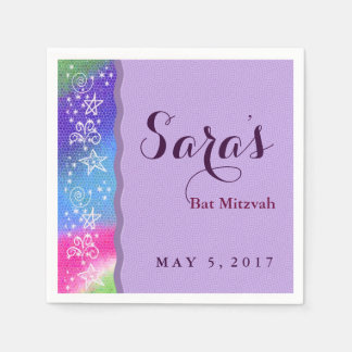 Farbenfrohe Stars und Wirbel Bar Mitzvah Napkins Serviette