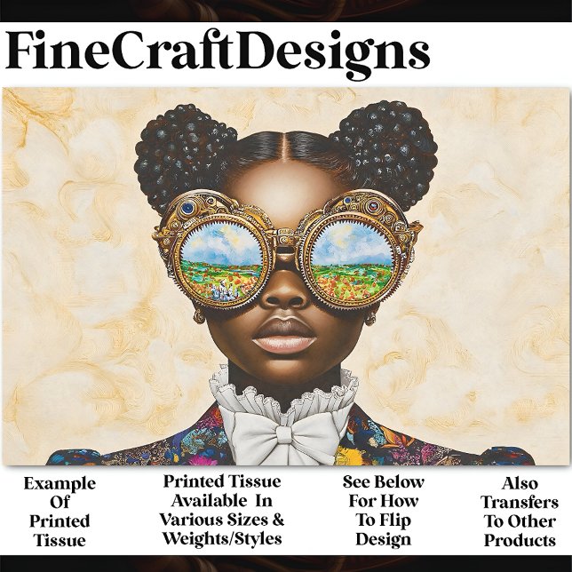 Farbenfrohe Steampunk Dark Skin Girl AD3L Decoupag Seidenpapier (Von Creator hochgeladen)