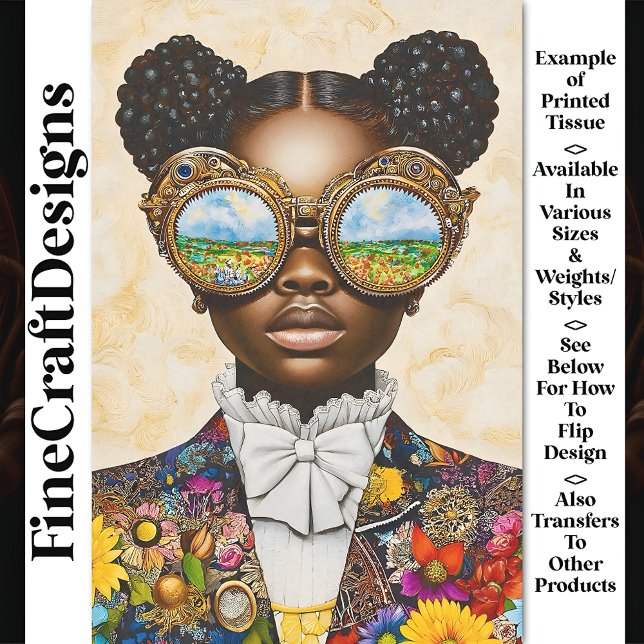 Farbenfrohe Steampunk Dark Skin Girl AD3P Decoupag Seidenpapier (Von Creator hochgeladen)