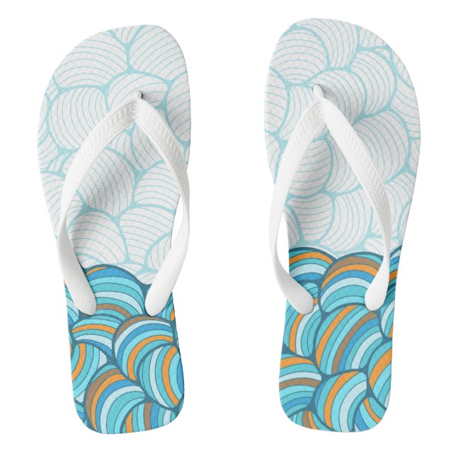 Farbenfrohe Steine l Strand und blauer Himmel l Ur Flip Flops (Fußbett)