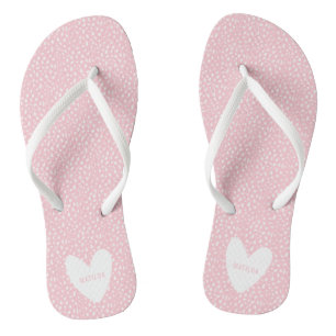 Farbenfrohe Stelle mit personalisiertem Herzen Flip Flops