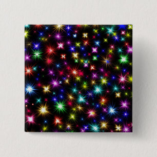 Farbenfrohe Sterne Feuerwerk Design Button