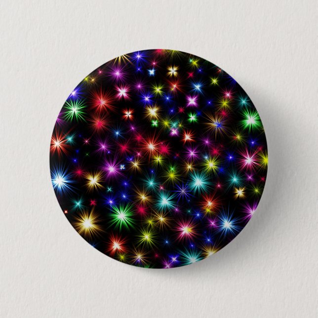Farbenfrohe Sterne Feuerwerk Design Button (Vorderseite)