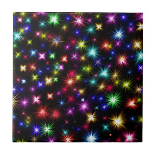 Farbenfrohe Sterne Feuerwerk Design Fliese