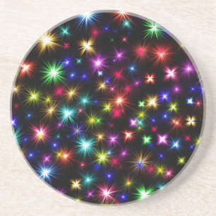 Farbenfrohe Sterne Feuerwerk Design Getränkeuntersetzer