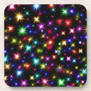 Farbenfrohe Sterne Feuerwerk Design Getränkeuntersetzer