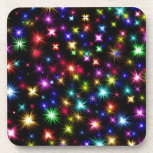 Farbenfrohe Sterne Feuerwerk Design Getränkeuntersetzer