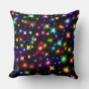 Farbenfrohe Sterne Feuerwerk Design Kissen