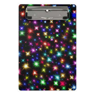 Farbenfrohe Sterne Feuerwerk Design Mini Klemmbrett