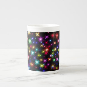 Farbenfrohe Sterne Feuerwerk Design Prozellantasse