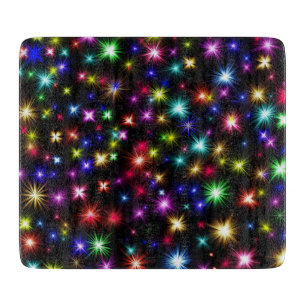 Farbenfrohe Sterne Feuerwerk Design Schneidebrett