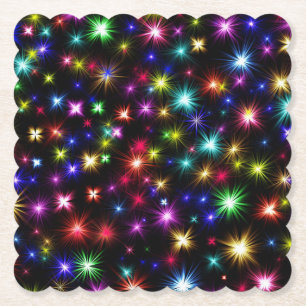 Farbenfrohe Sterne Feuerwerk Design Untersetzer