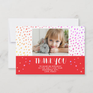 Farbenfrohe Sterne Geburtstagskinder Girl Foto Dankeskarte